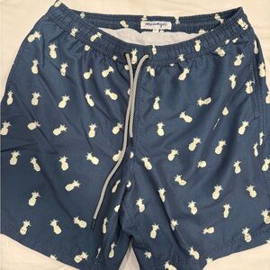 Maamgic Blue Pineapple Print Men's Swim Shorts